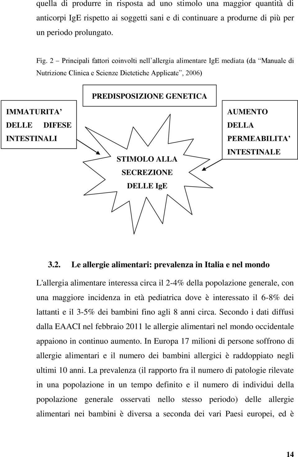 INTESTINALI STIMOLO ALLA SECREZIONE DELLE IgE AUMENTO DELLA PERMEABILITA INTESTINALE AGLI ALLERGENI 3.2.