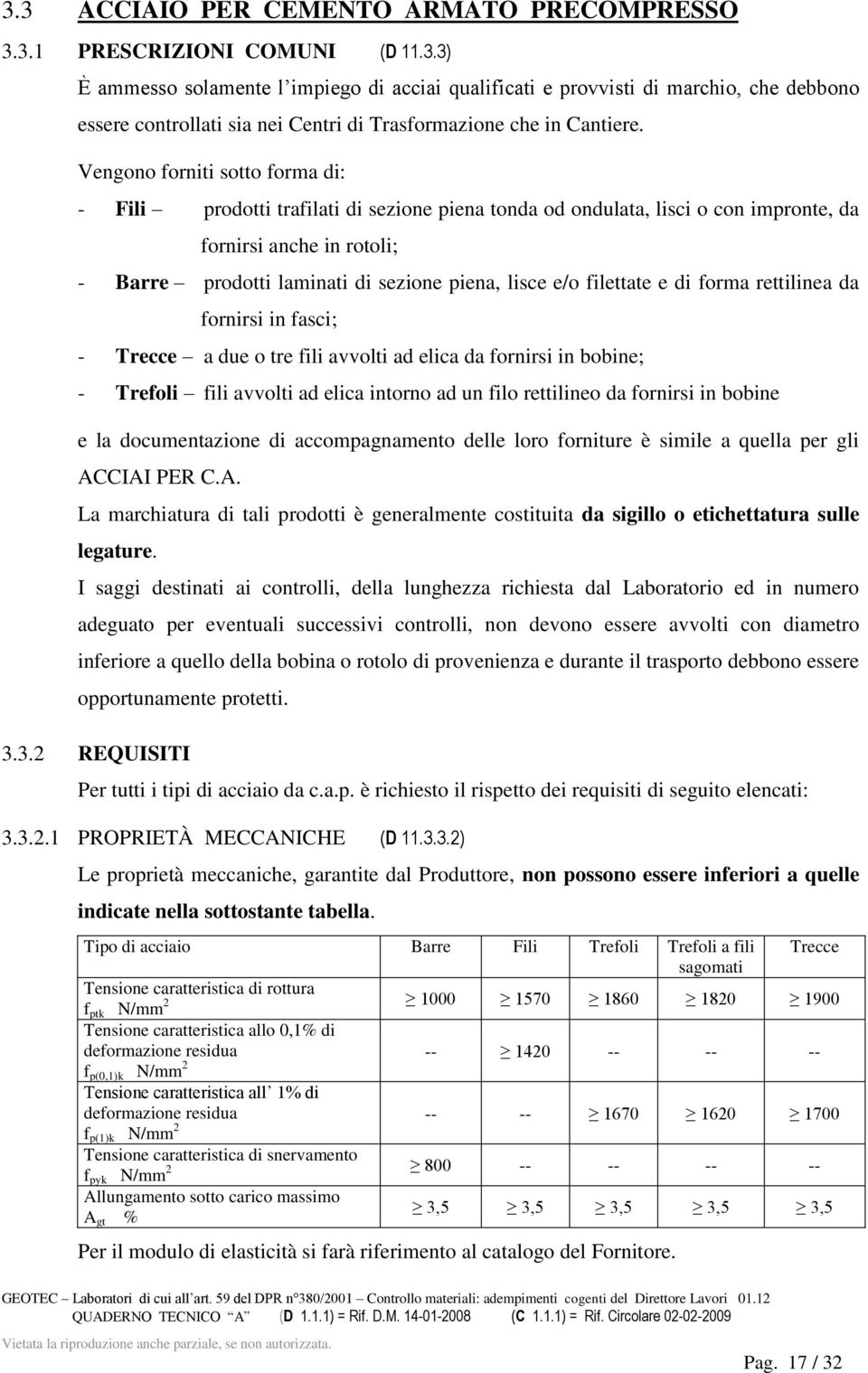 filettate e di forma rettilinea da fornirsi in fasci; - Trecce a due o tre fili avvolti ad elica da fornirsi in bobine; - Trefoli fili avvolti ad elica intorno ad un filo rettilineo da fornirsi in