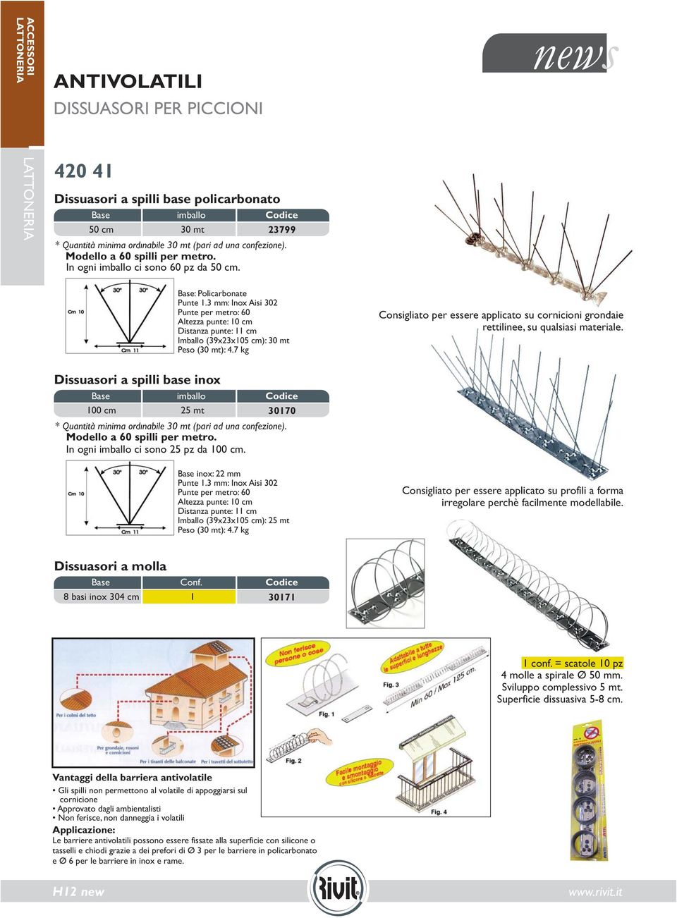 3 mm: Inox Aisi 302 Punte per metro: 60 Altezza punte: cm Distanza punte: cm Imballo (39x23x5 cm): 30 mt Peso (30 mt): 4.