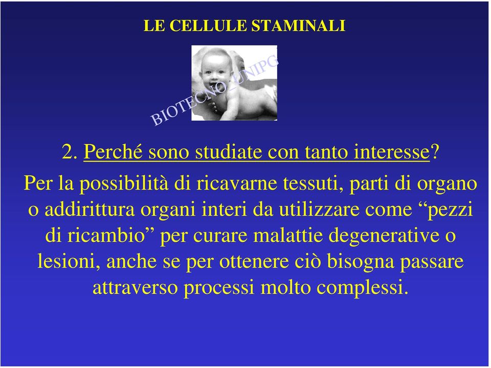 interi da utilizzare come pezzi di ricambio per curare malattie degenerative