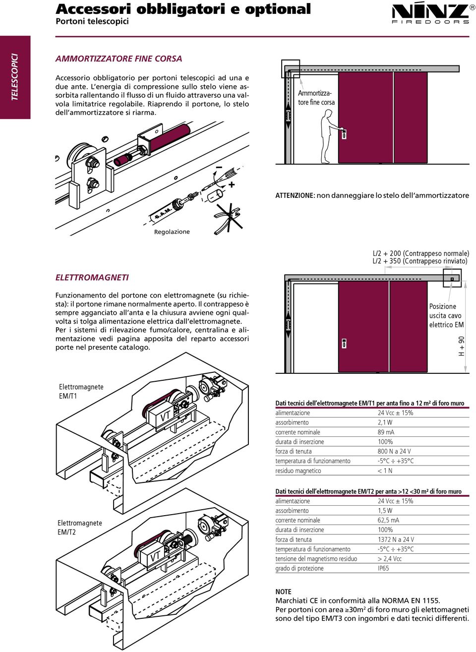 Ammortizzatore fine corsa ATTENZIONE: non danneggiare lo stelo dell ammortizzatore Regolazione Elettromagneti L/2 + 200 (Contrappeso normale) L/2 + 350 (Contrappeso rinviato) Funzionamento del