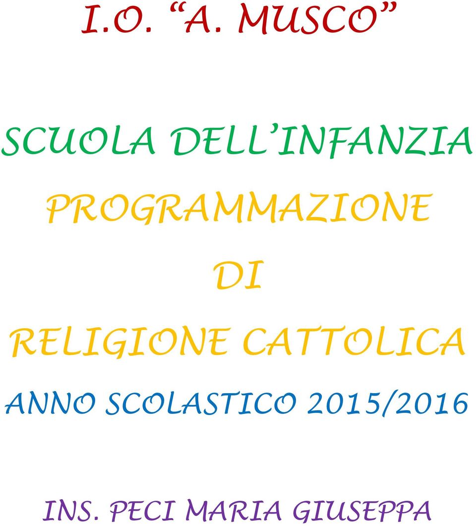 PROGRAMMAZIONE DI RELIGIONE