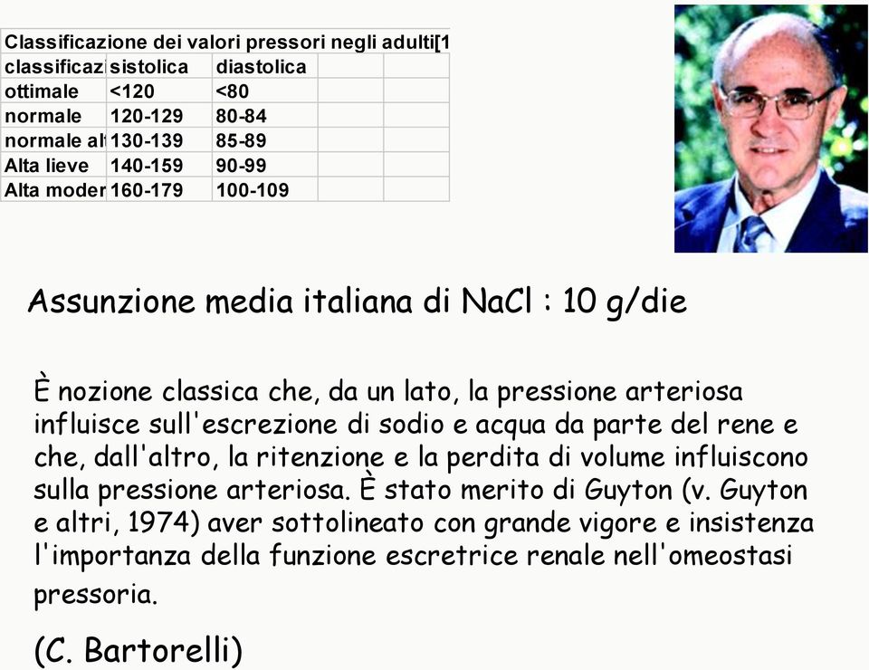 sull'escrezione di sodio e acqua da parte del rene e che, dall'altro, la ritenzione e la perdita di volume influiscono sulla pressione arteriosa.