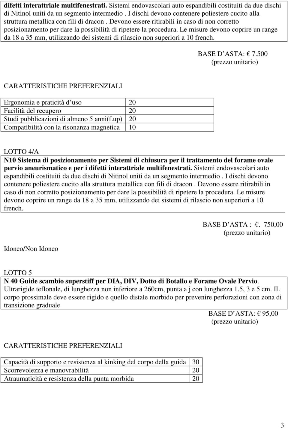 Devono essere ritirabili in caso di non corretto posizionamento per dare la possibilità di ripetere la procedura.