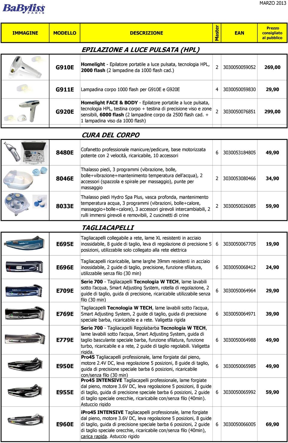 + testina di precisione viso e zone sensibili, 6000 flash (2 lampadine corpo da 2500 flash cad.