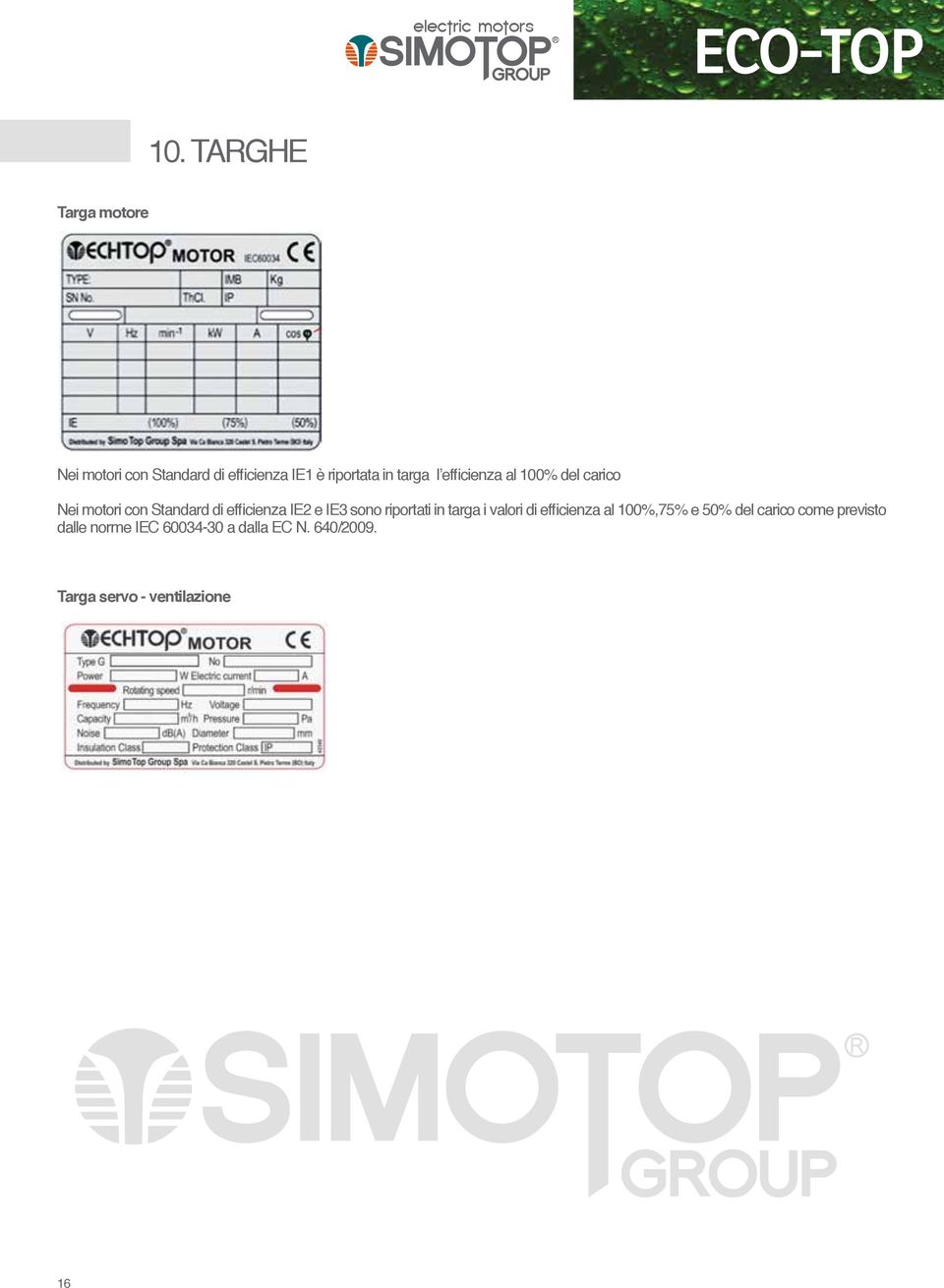 efficienza al 100% del carico Nei motori con Standard di efficienza IE2 e IE3 sono