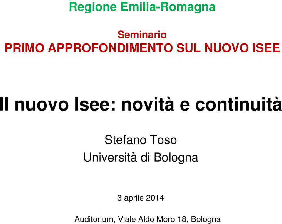 novità e continuità Stefano Toso Università di