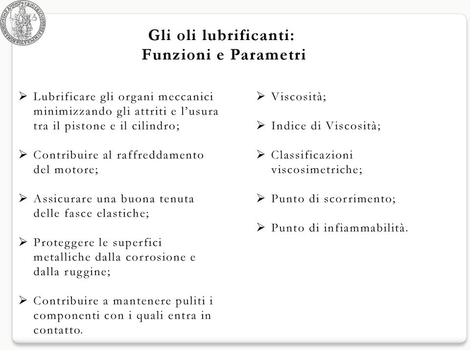 Proteggere le superfici metalliche dalla corrosione e dalla ruggine; Viscosità; Indice di Viscosità; Classificazioni