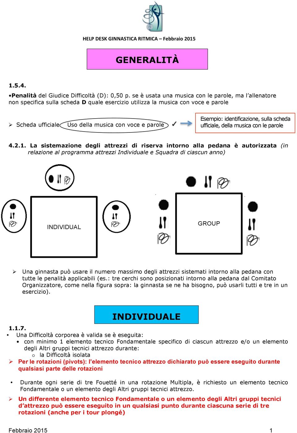 identificazione, sulla scheda ufficiale, della musica con le parole 4.2.1.