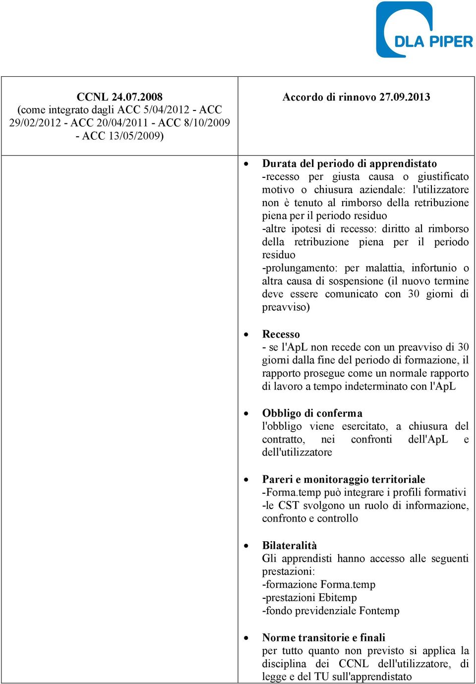 comunicato con 30 giorni di preavviso) Recesso - se l'apl non recede con un preavviso di 30 giorni dalla fine del periodo di formazione, il rapporto prosegue come un normale rapporto di lavoro a