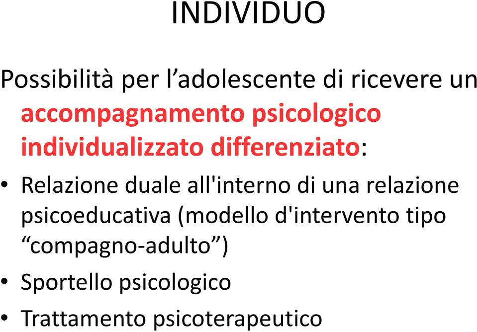 Relazione duale all'interno di una relazione psicoeducativa