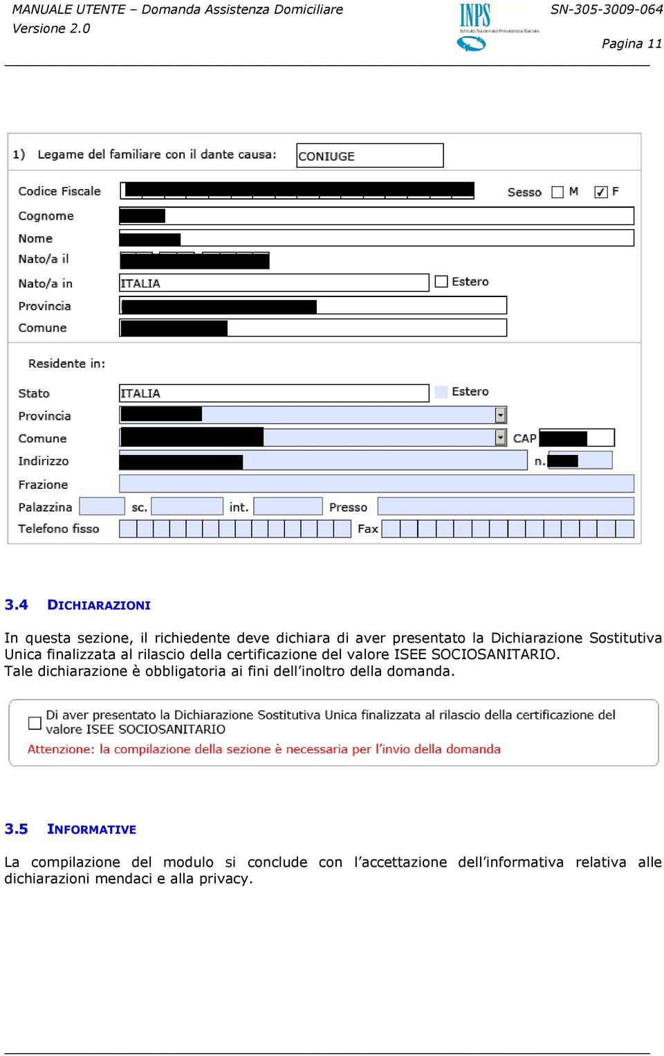 Sostitutiva Unica finalizzata al rilascio della certificazione del valore ISEE SOCIOSANITARIO.