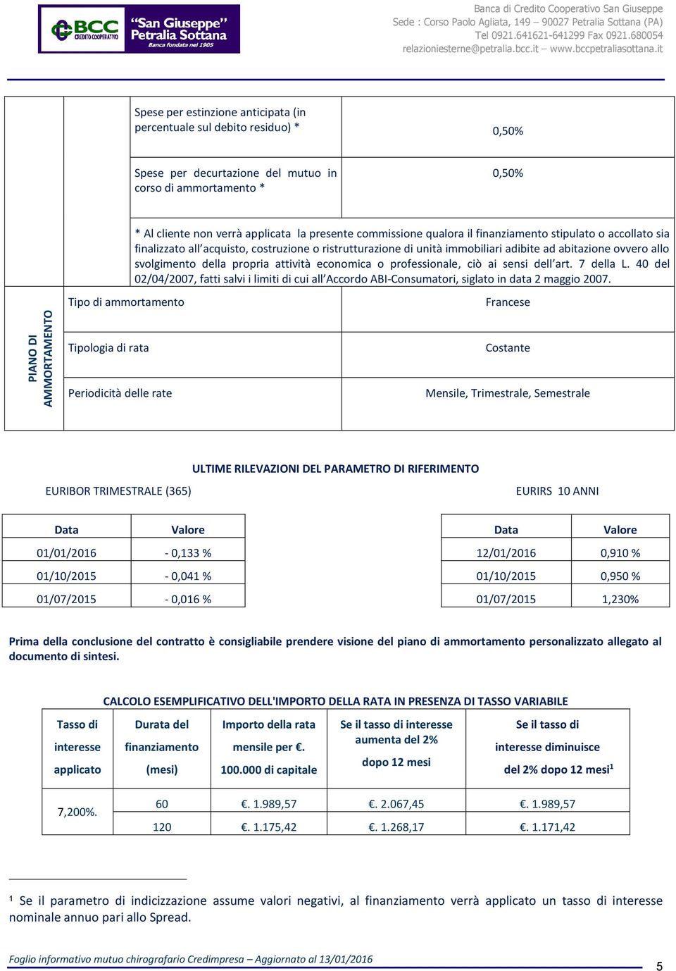 economica o professionale, ciò ai sensi dell art. 7 della L. 40 del 02/04/2007, fatti salvi i limiti di cui all Accordo ABI-Consumatori, siglato in data 2 maggio 2007.