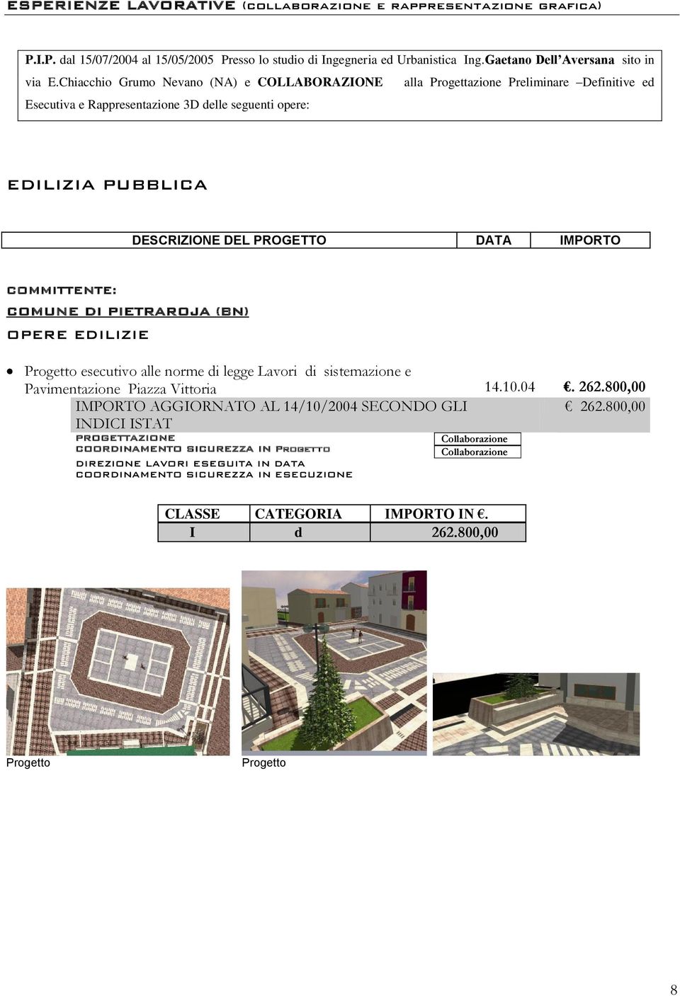 Chiacchio Grumo Nevano (NA) e COLLABORAZIONE alla Progettazione Preliminare Definitive ed Esecutiva e Rappresentazione 3D delle seguenti opere: EDILIZIA PUBBLICA DESCRIZIONE DEL