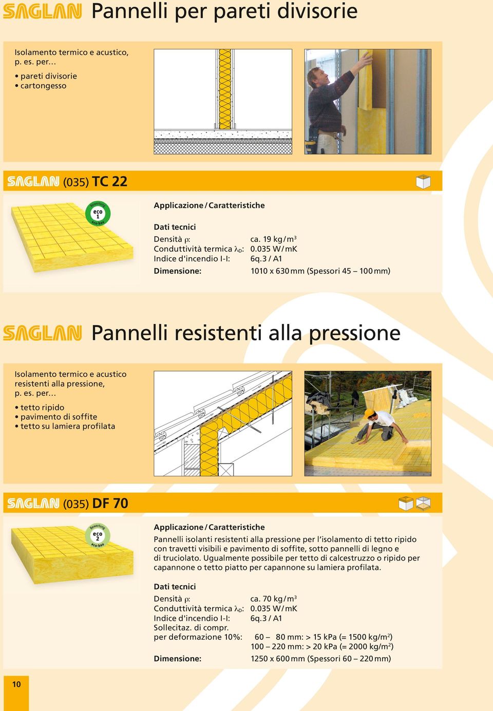 per tetto ripido pavimento di soffite tetto su lamiera profilata (035) DF 70 Pannelli isolanti resistenti alla pressione per l isolamento di tetto ripido con travetti visibili e pavimento di soffite,