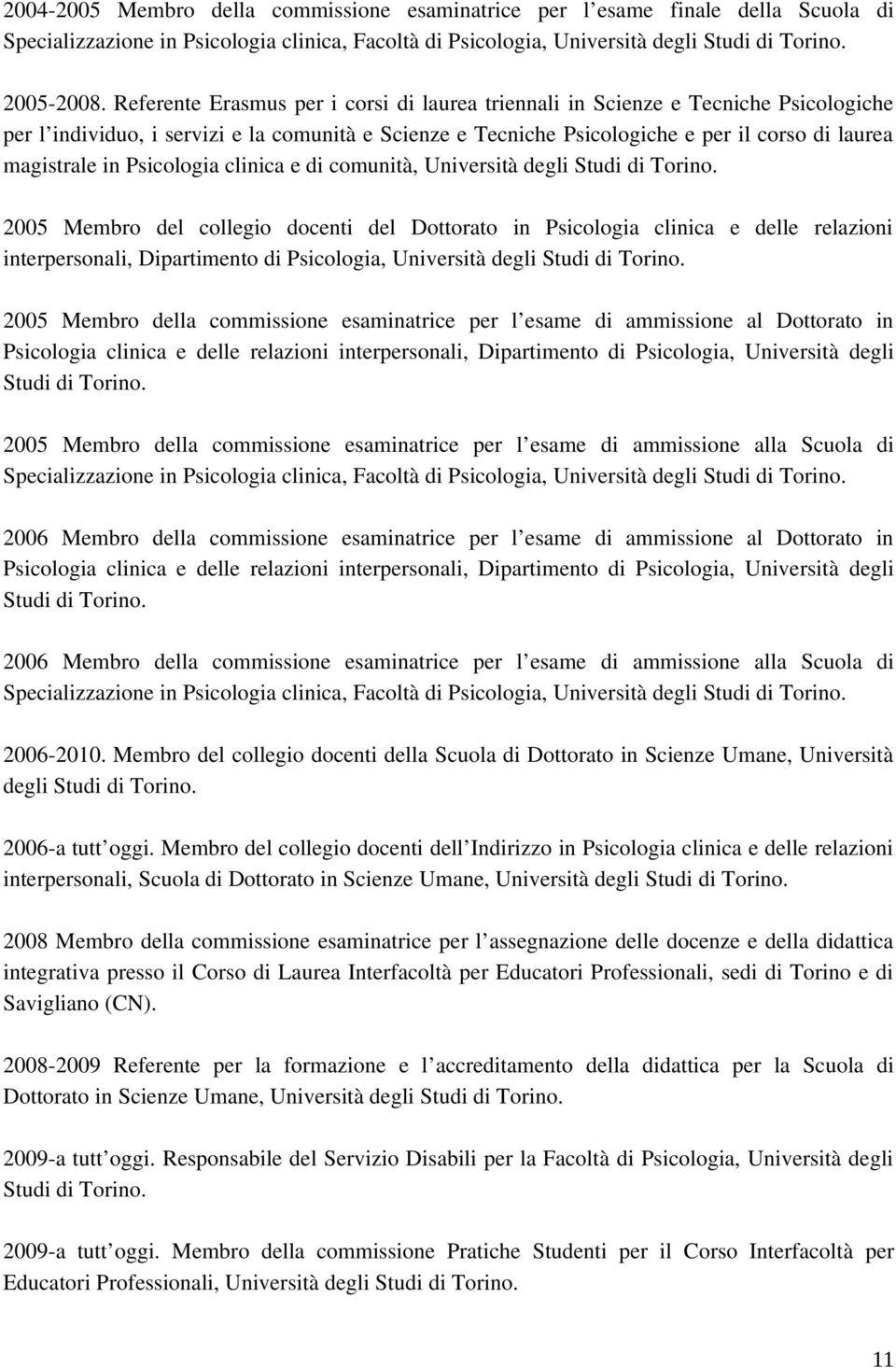 Psicologia clinica e di comunità, Università degli Studi di Torino.