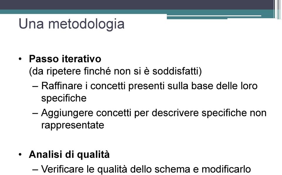 specifiche Aggiungere concetti per descrivere specifiche non