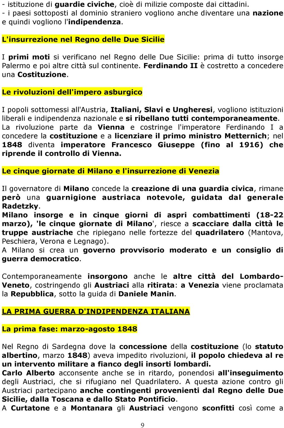 Ferdinando II è costretto a concedere una Costituzione.