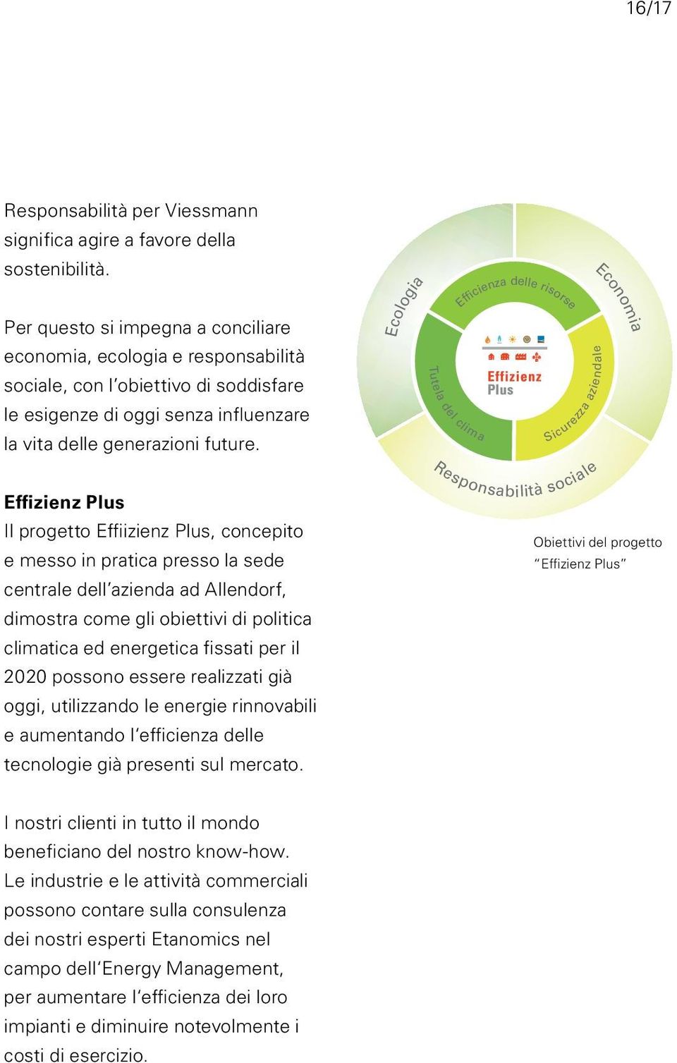 Ecologia Tutela del clima Efficienza delle risorse Sicurezza aziendale Responsabilità sociale Economia Effizienz Plus Il progetto Effiizienz Plus, concepito e messo in pratica presso la sede centrale