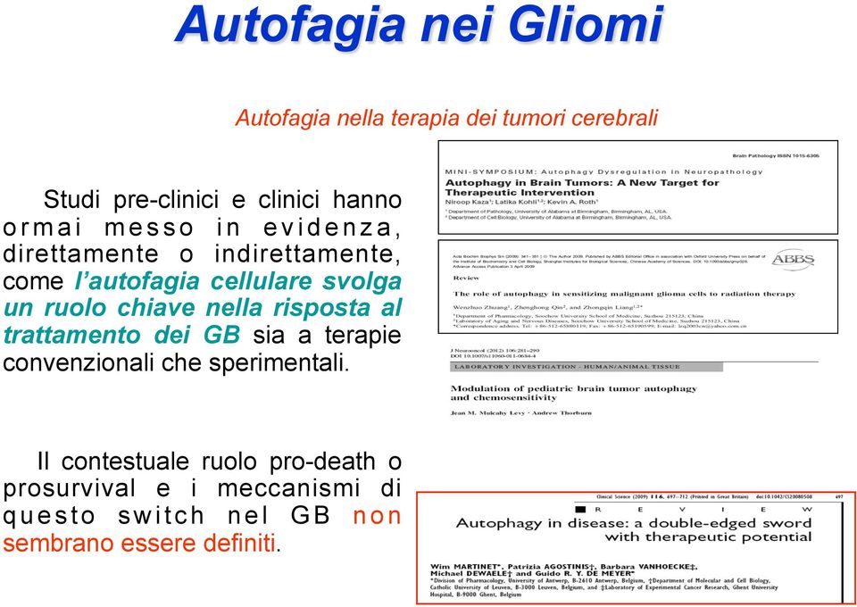 chiave nella risposta al trattamento dei GB sia a terapie convenzionali che sperimentali.