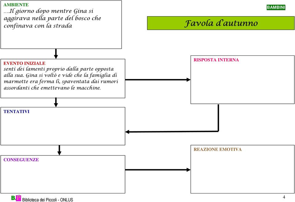 Favola d autunno BAMBINI EVENTO INIZIALE sentì dei lamenti proprio dalla parte opposta alla