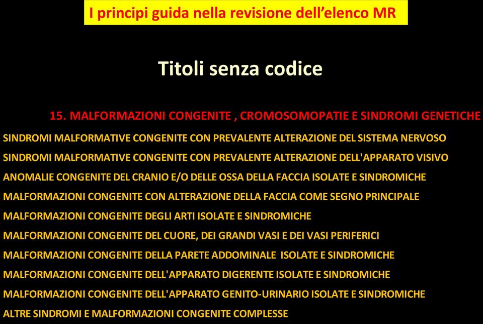 DELL'APPARATO VISIVO ANOMALIE CONGENITE DEL CRANIO E/O DELLE OSSA DELLA FACCIA ISOLATE E SINDROMICHE MALFORMAZIONI CONGENITE CON ALTERAZIONE DELLA FACCIA COME SEGNO PRINCIPALE MALFORMAZIONI CONGENITE