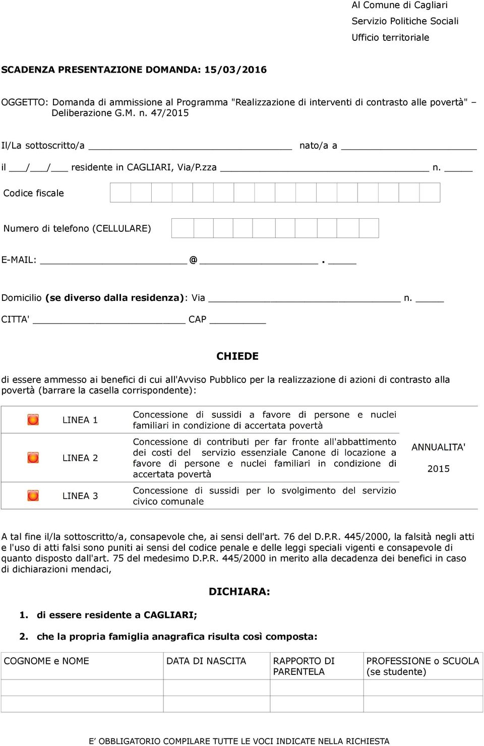 Domicilio (se diverso dalla residenza): Via n.