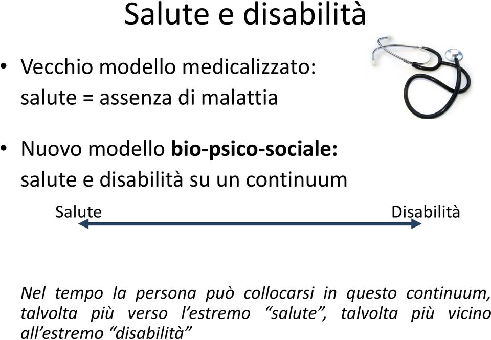 continuum Salute Disabilità Nel tempo la persona può collocarsi in questo