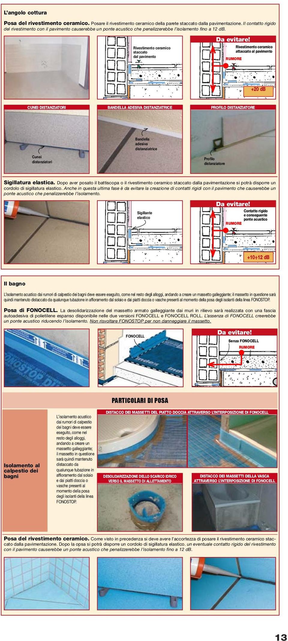 Rivestimento ceramico staccato dal pavimento Rivestimento ceramico attaccato al pavimento RUMORE +20 db CUNEI DISTANZIATORI BANDELLA ADESIVA DISTANZIATRICE PROFILO DISTANZIATORE Cunei distanziatori