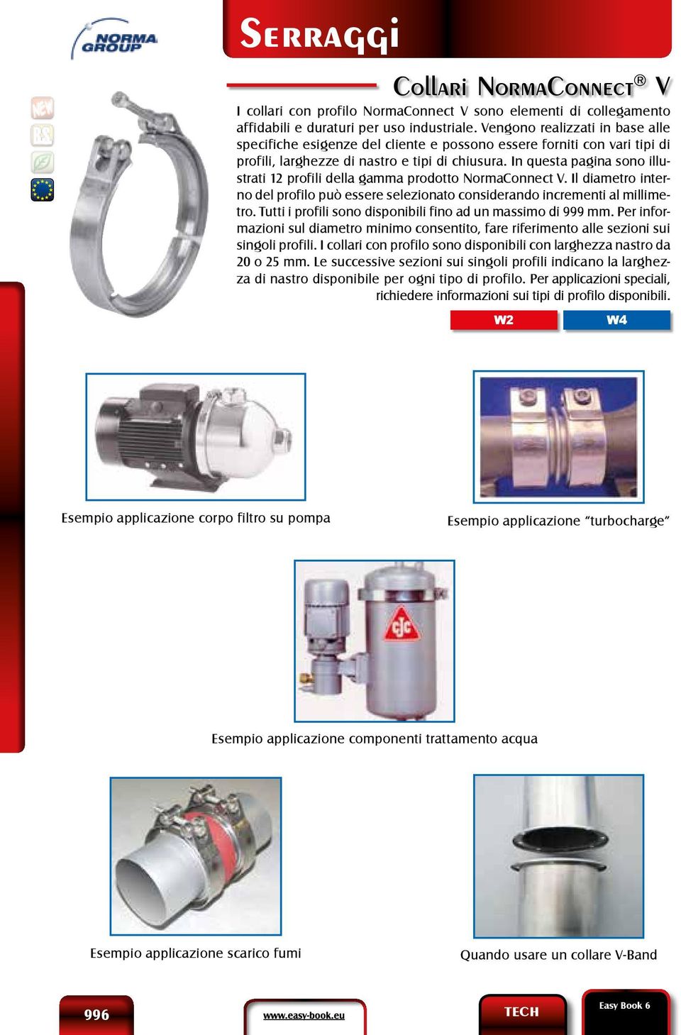 In questa pagina sono illustrati 12 profili della gamma prodotto NormaConnect V. Il diametro interno del profilo può essere selezionato considerando incrementi al millimetro.