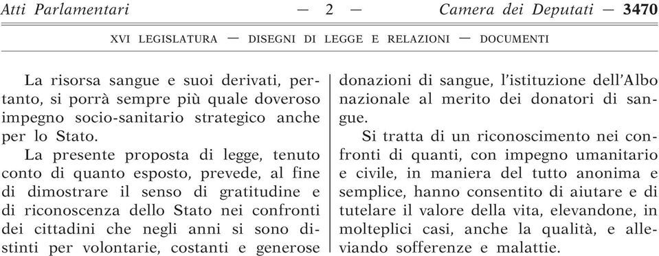 sono distinti per volontarie, costanti e generose donazioni di sangue, l istituzione dell Albo nazionale al merito dei donatori di sangue.