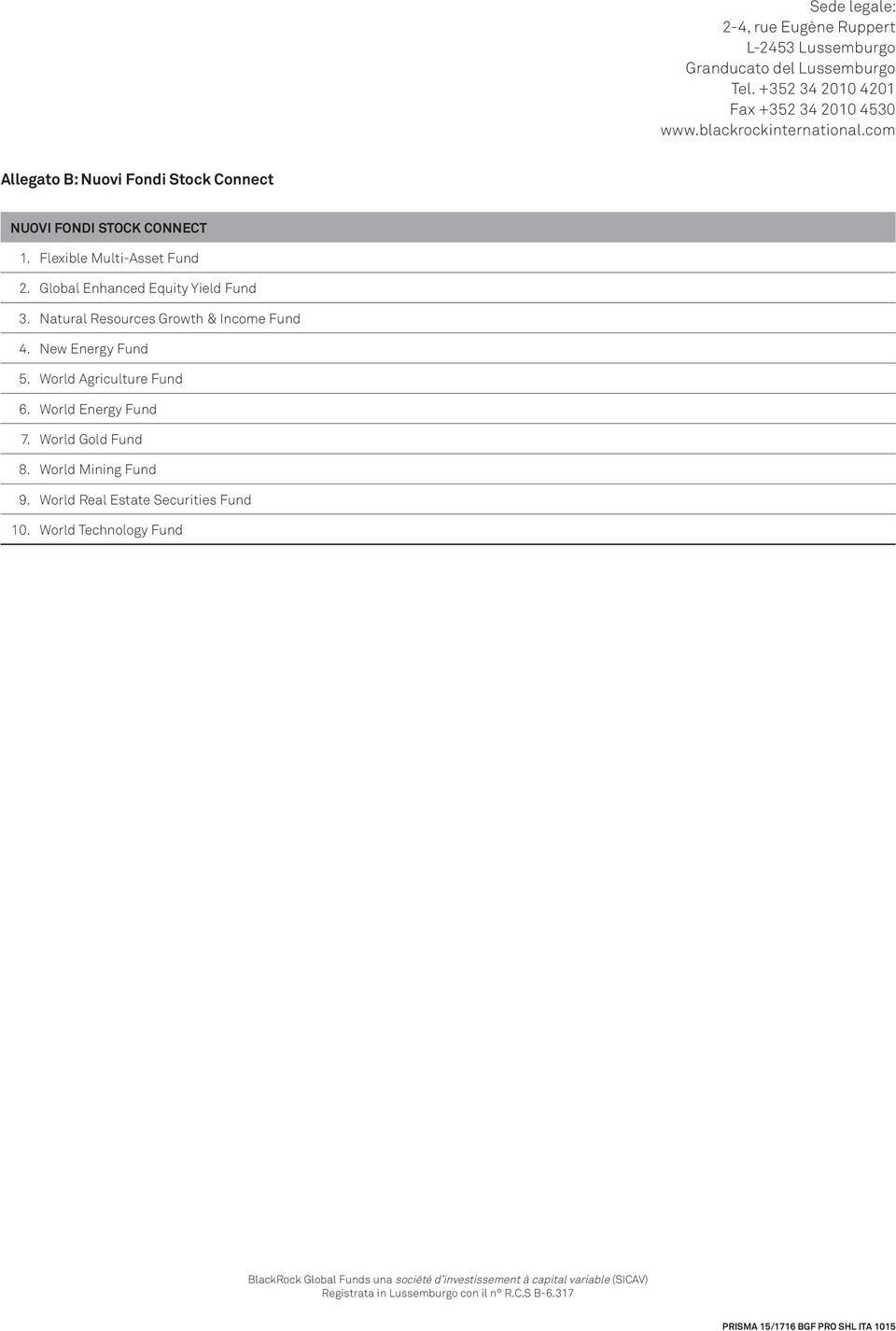 Natural Resources Growth & Income Fund 4. New Energy Fund 5. World Agriculture Fund 6.