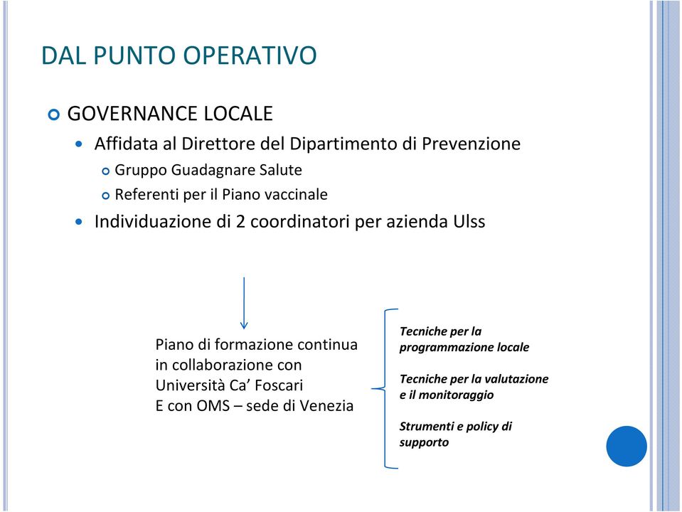 Piano di formazione continua in collaborazione con Università Ca Foscari E con OMS sede di Venezia