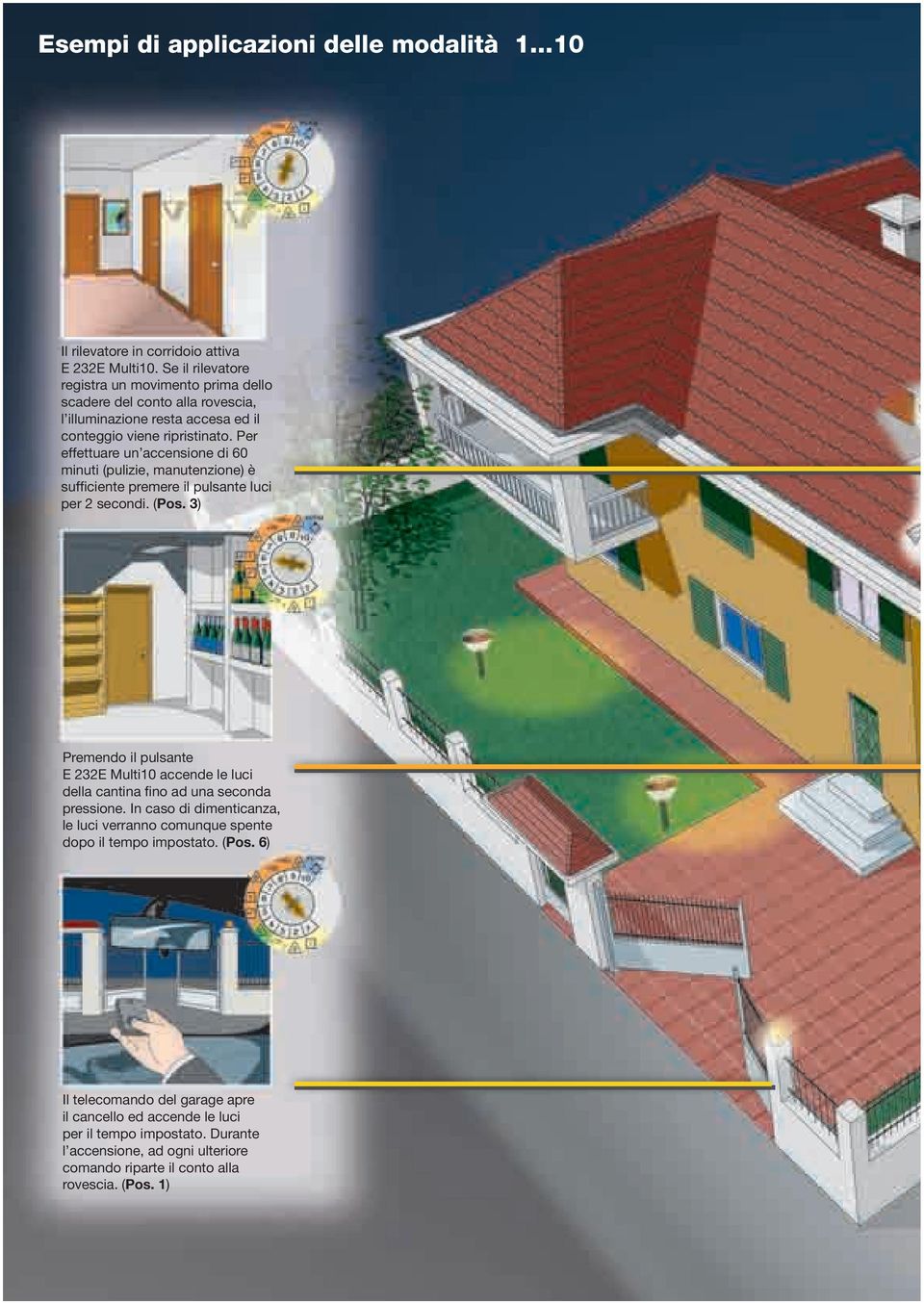 Per effettuare un accensione di 60 minuti (pulizie, manutenzione) è sufficiente premere il pulsante luci per 2 secondi. (Pos.