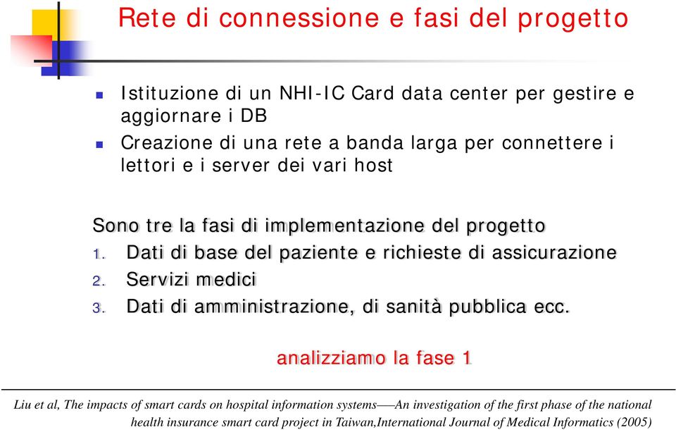 host Sono tre la fasi di implementazione del progetto 1.