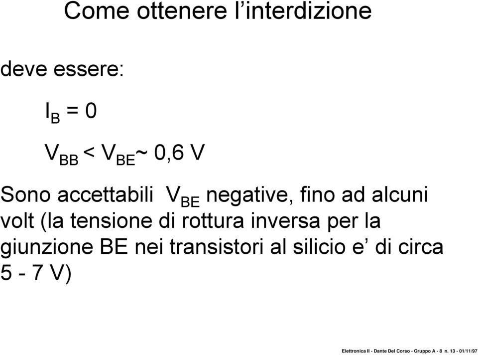 rottura inversa per la giunzione BE nei transistori al silicio e di
