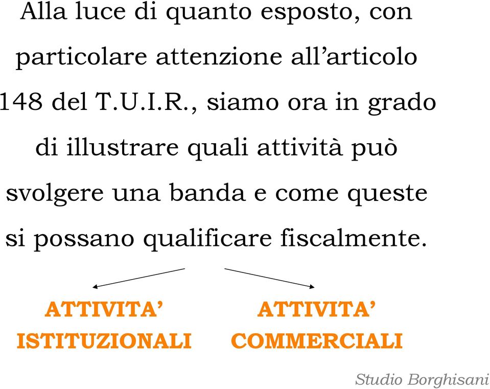 , siamo ora in grado di illustrare quali attività può svolgere