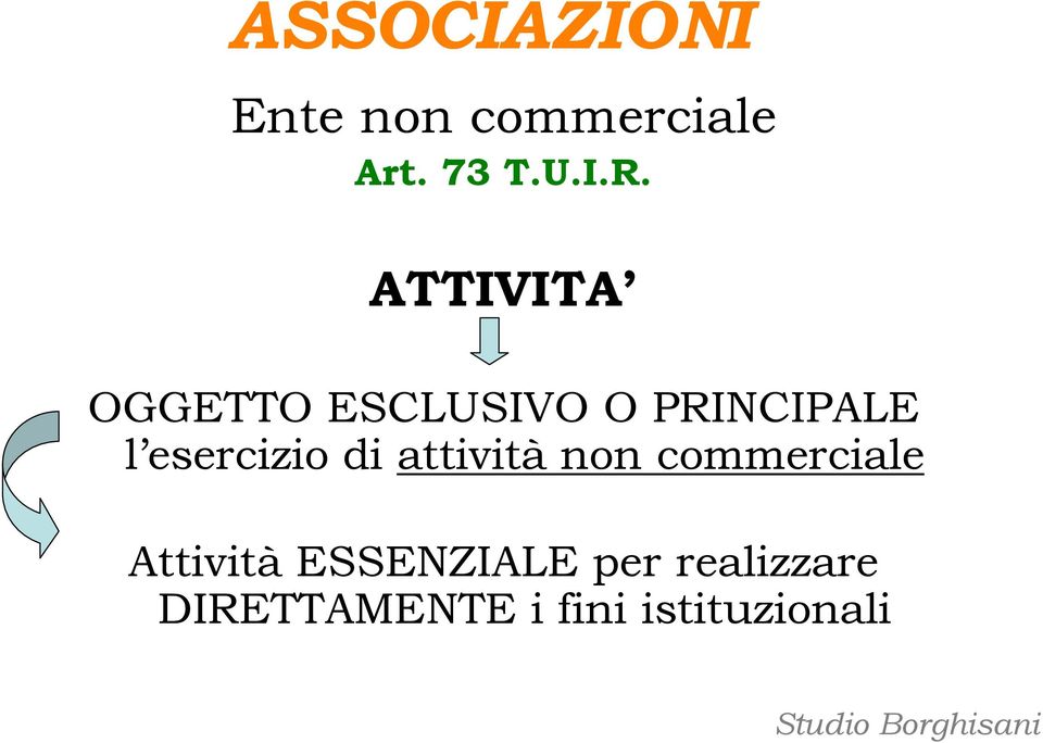 esercizio di attività non commerciale Attività