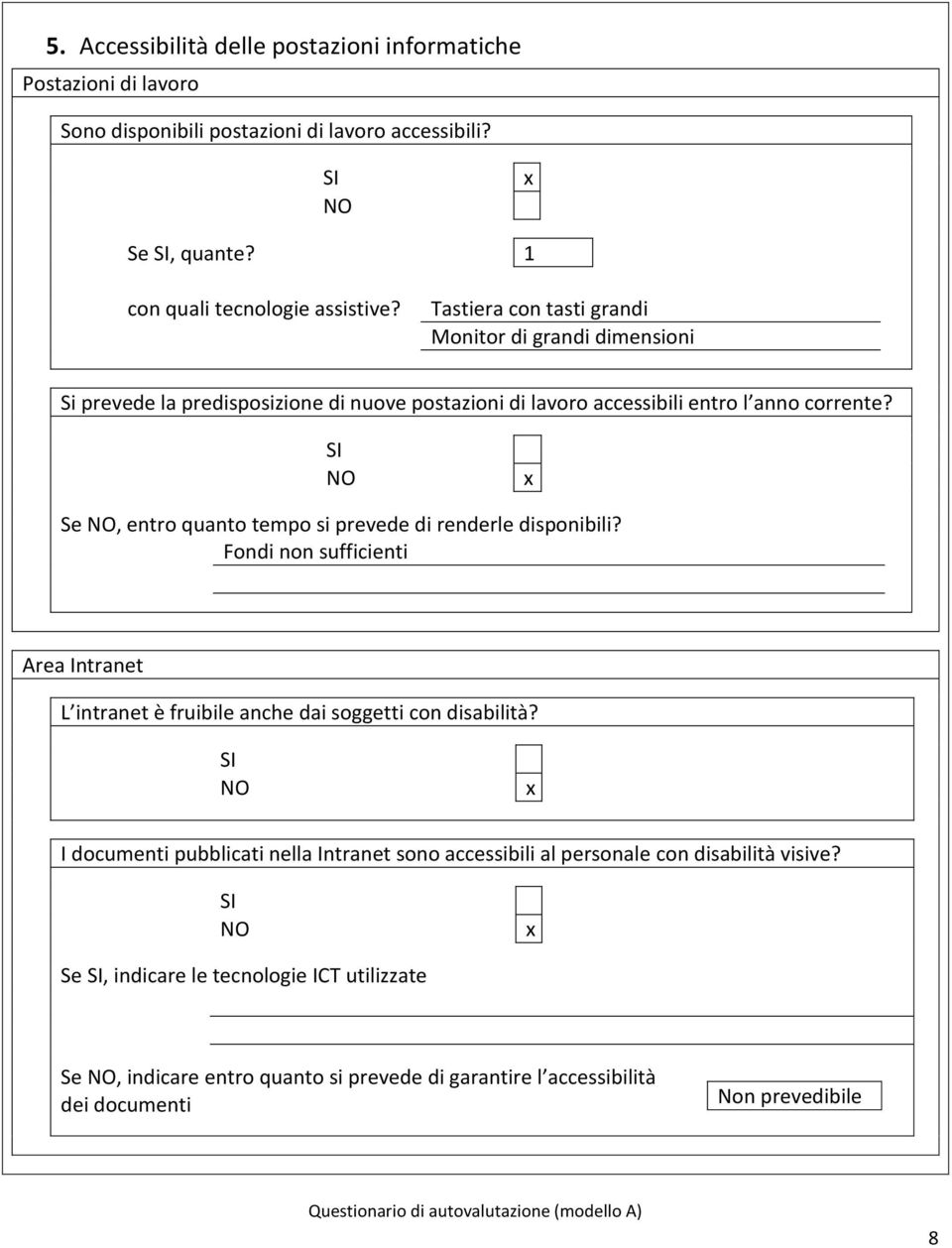 Se, entr quant temp si prevede di renderle dispnibili? Fndi nn sufficienti Area Intranet L intranet è fruibile anche dai sggetti cn disabilità?