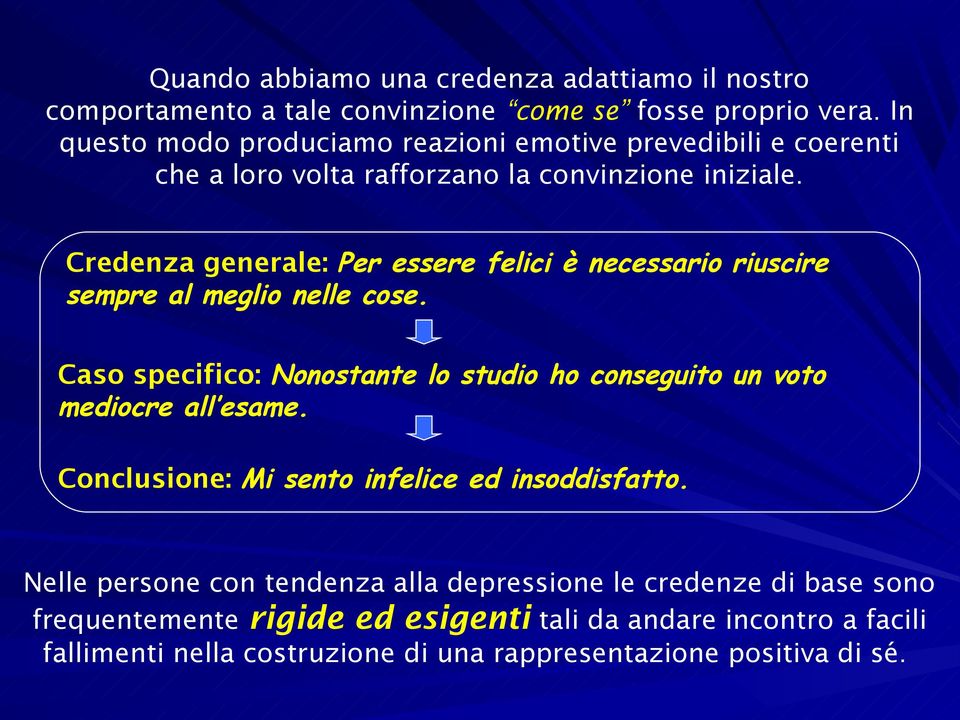 Credenza generale: Per essere felici è necessario riuscire sempre al meglio nelle cose.