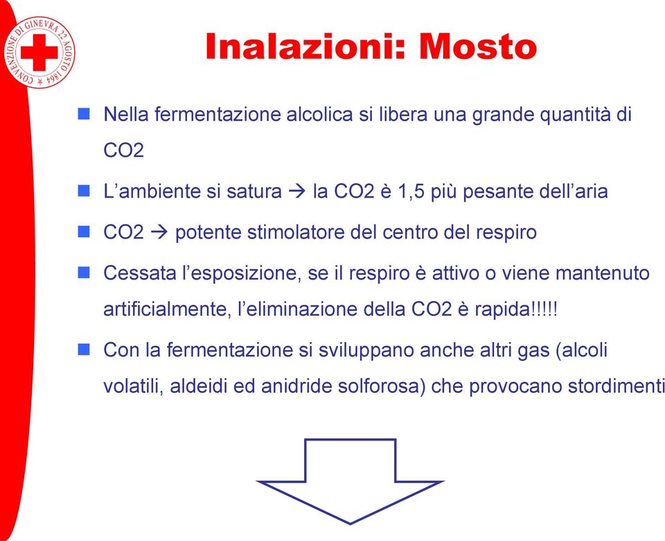 respiro è attivo o viene mantenuto artificialmente, l eliminazione della CO2 è rapida!