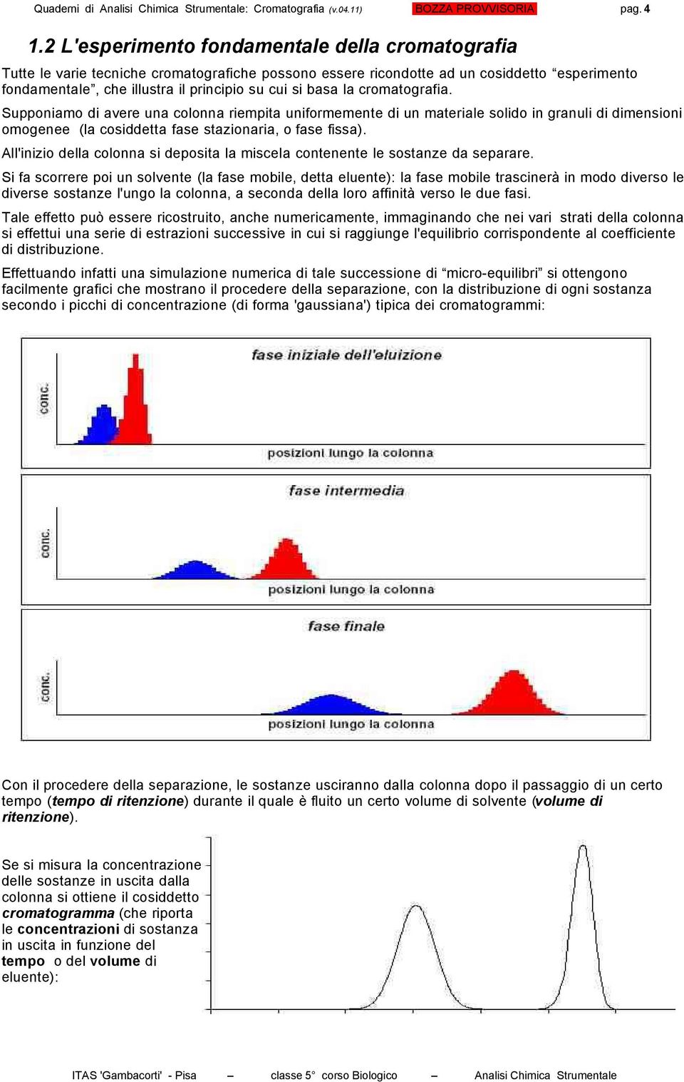 la cromatografia. Supponiamo di avere una colonna riempita uniformemente di un materiale solido in granuli di dimensioni omogenee (la cosiddetta fase stazionaria, o fase fissa).