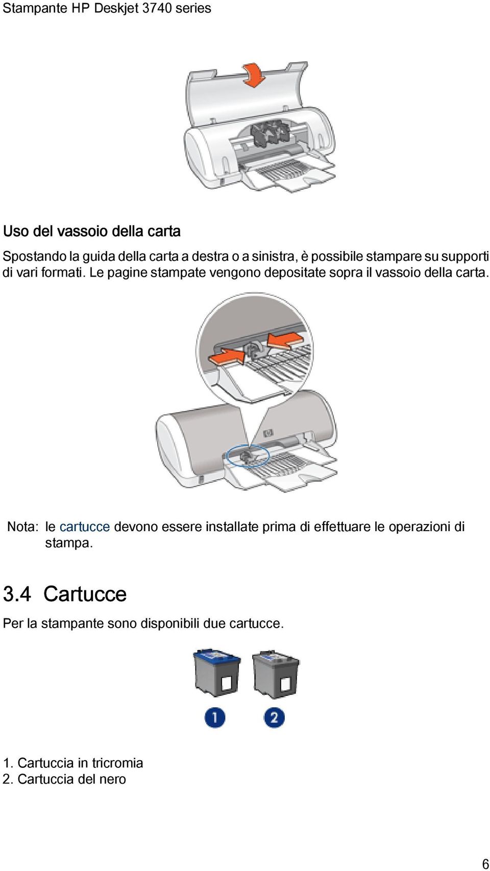 Le pagine stampate vengono depositate sopra il vassoio della carta.