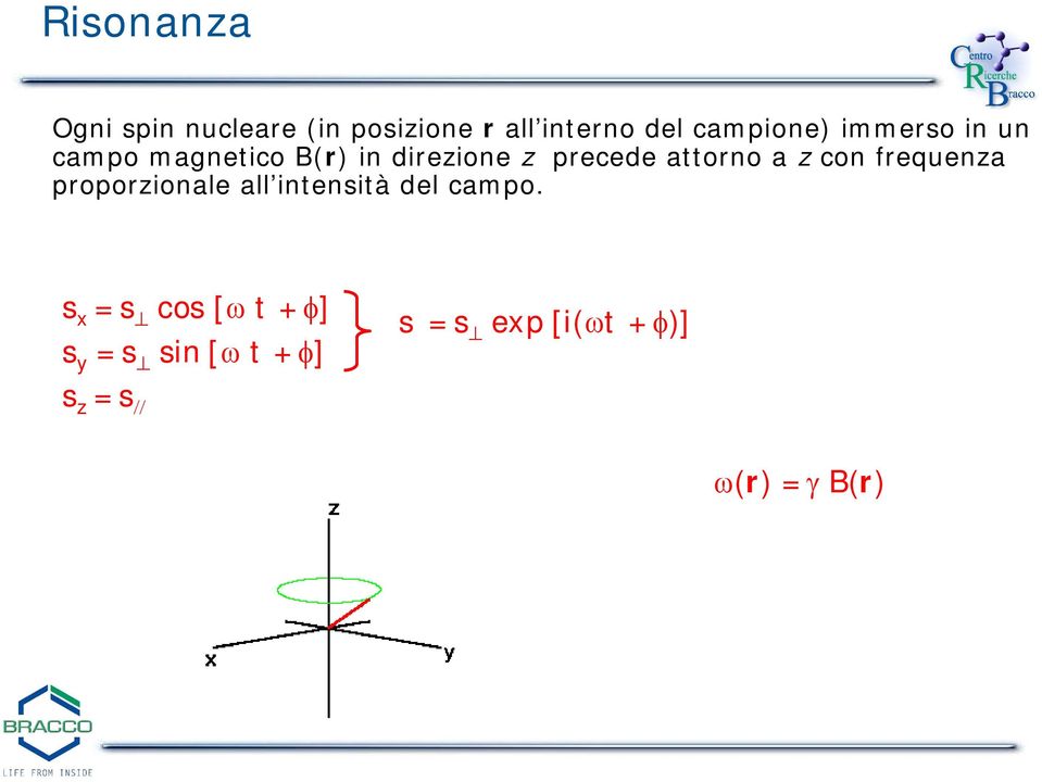 attorno a z con frequenza proporzionale all intensità del campo.