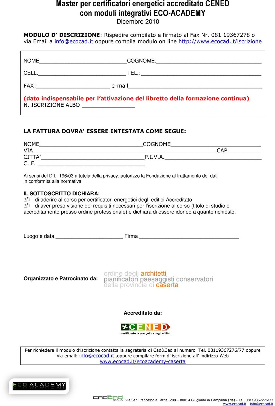 ISCRIZIONE ALB