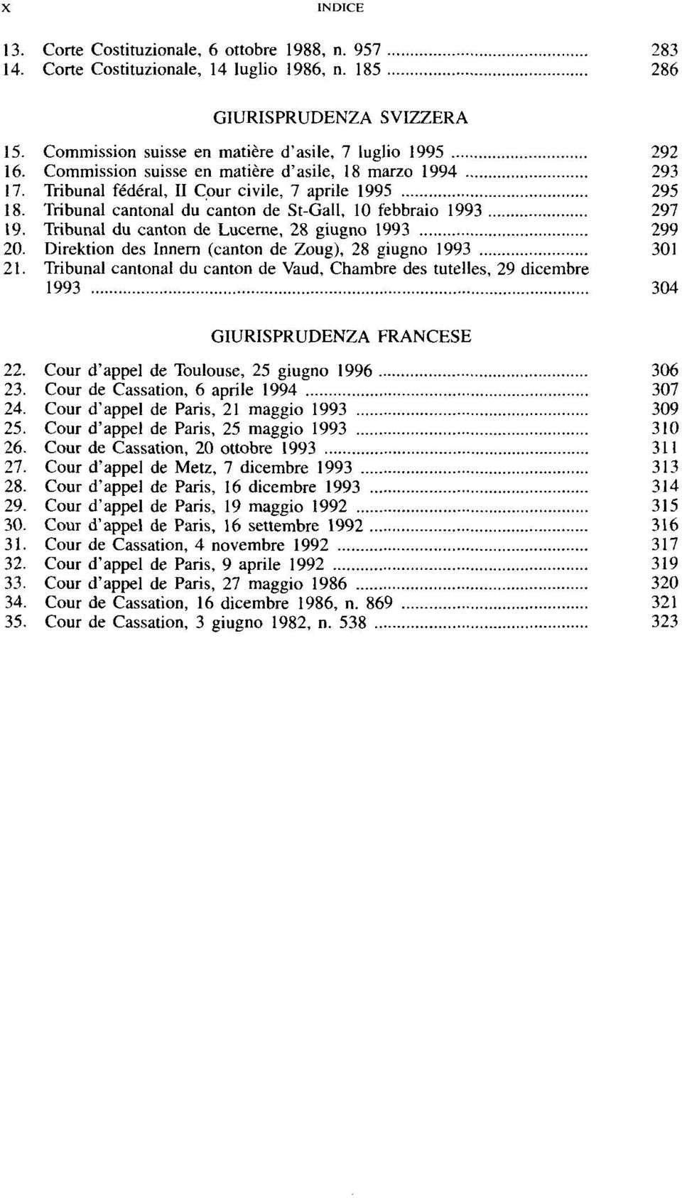 Tribunal du cantón de Lúceme, 28 giugno 1993 299 20. Direktion des Innern (cantón de Zoug), 28 giugno 1993 301 21.