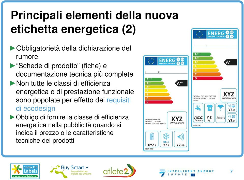 energetica o di prestazione funzionale sono popolate per effetto dei requisiti di ecodesign Obbligo di