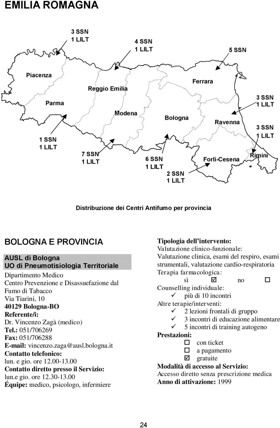 Vincenzo Zagà (medico) Tel.: 051/706269 Fax: 051/706288 E-mail: vincenzo.zaga@ausl.bologna.it lun. e gio. ore 12.00-13.00 lun.e gio. ore 12.30-13.