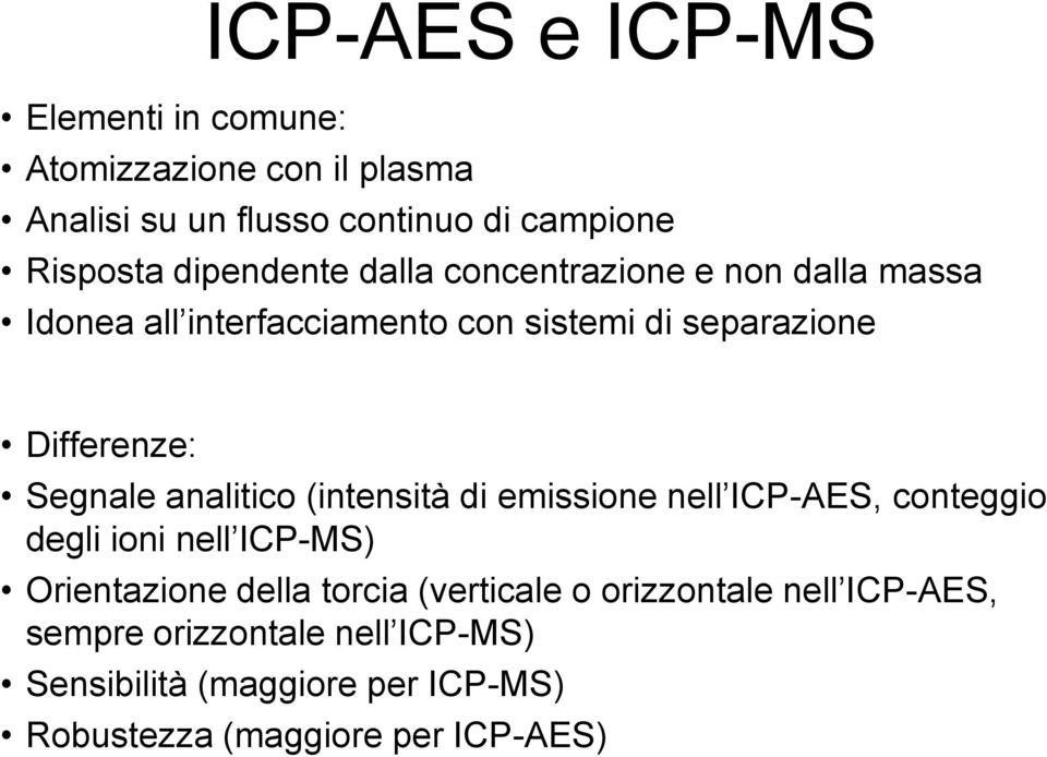 Segnale analitico (intensità di emissione nell ICP-AES, conteggio degli ioni nell ICP-MS) Orientazione della torcia