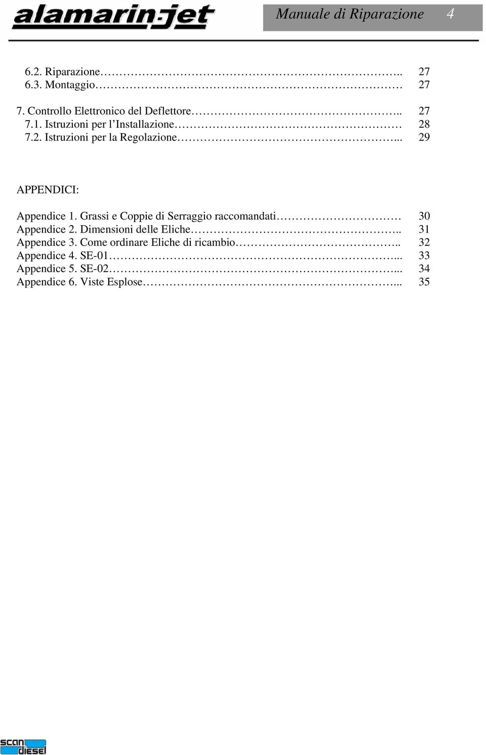 Grassi e Coppie di Serraggio raccomandati Appendice 2. Dimensioni delle Eliche.. Appendice 3.